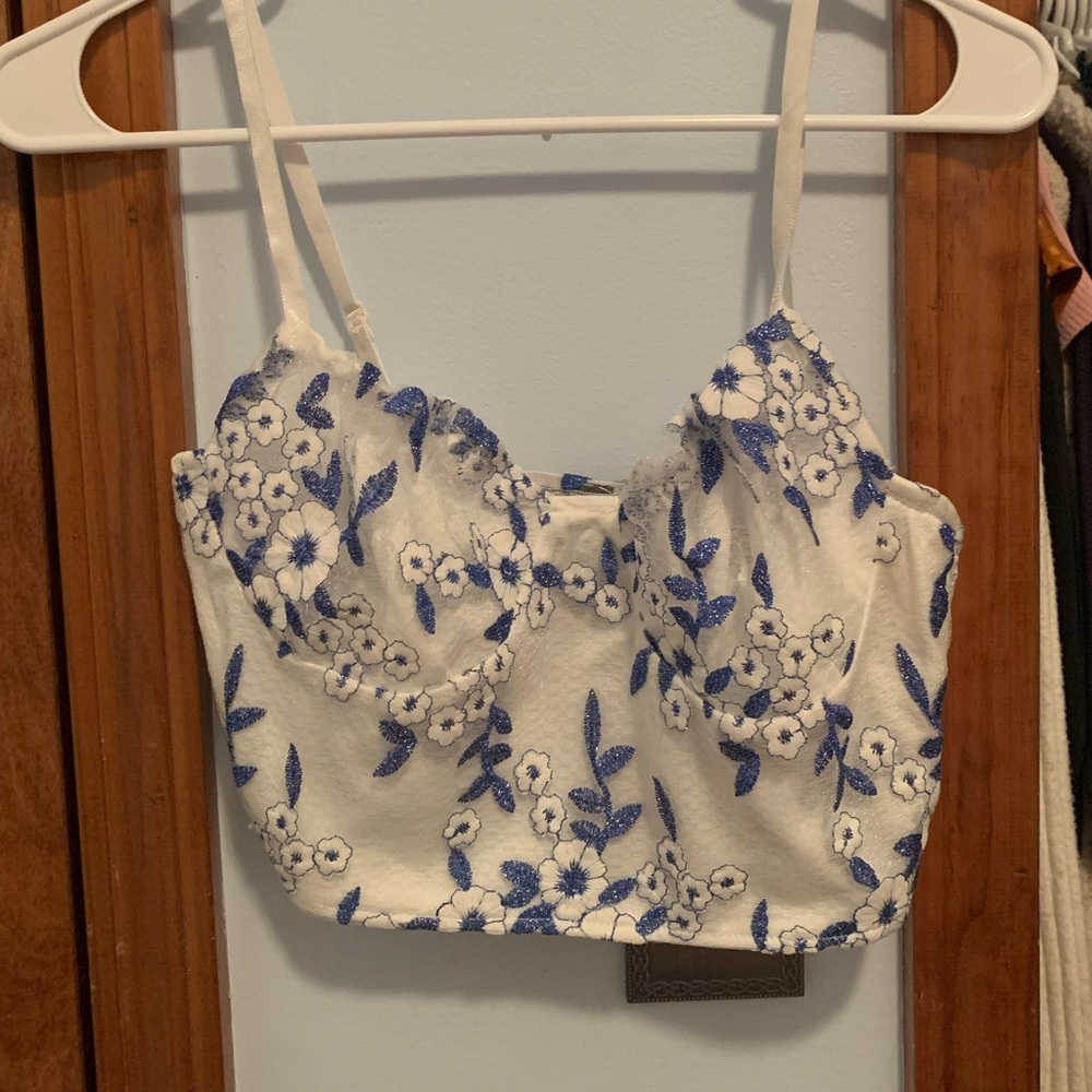 Blue Floral Crop Top